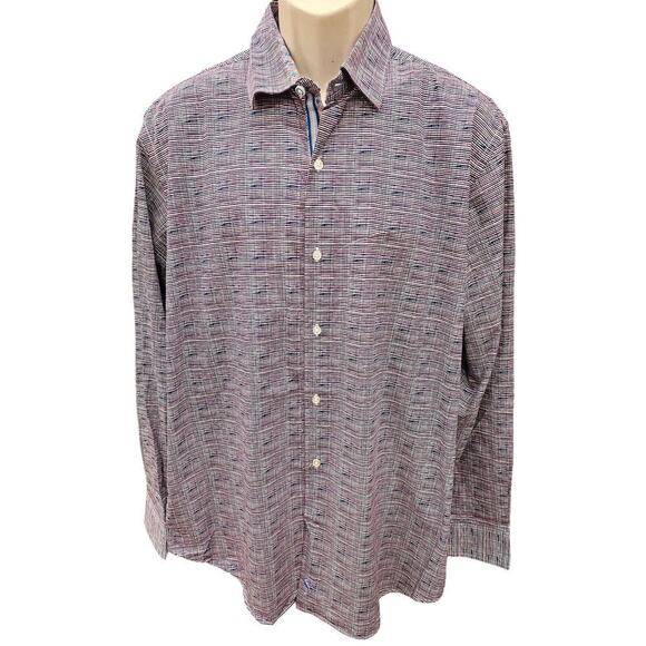 Tailor Byrd Other - Tailorbyrd patriotic red white blue scribble long sleeve Career button up EUC XL